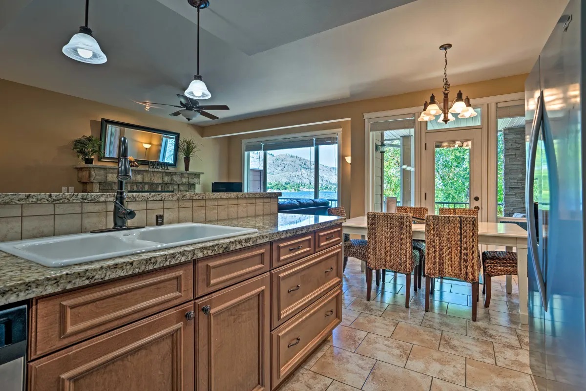 Kitchen looking through to the lake