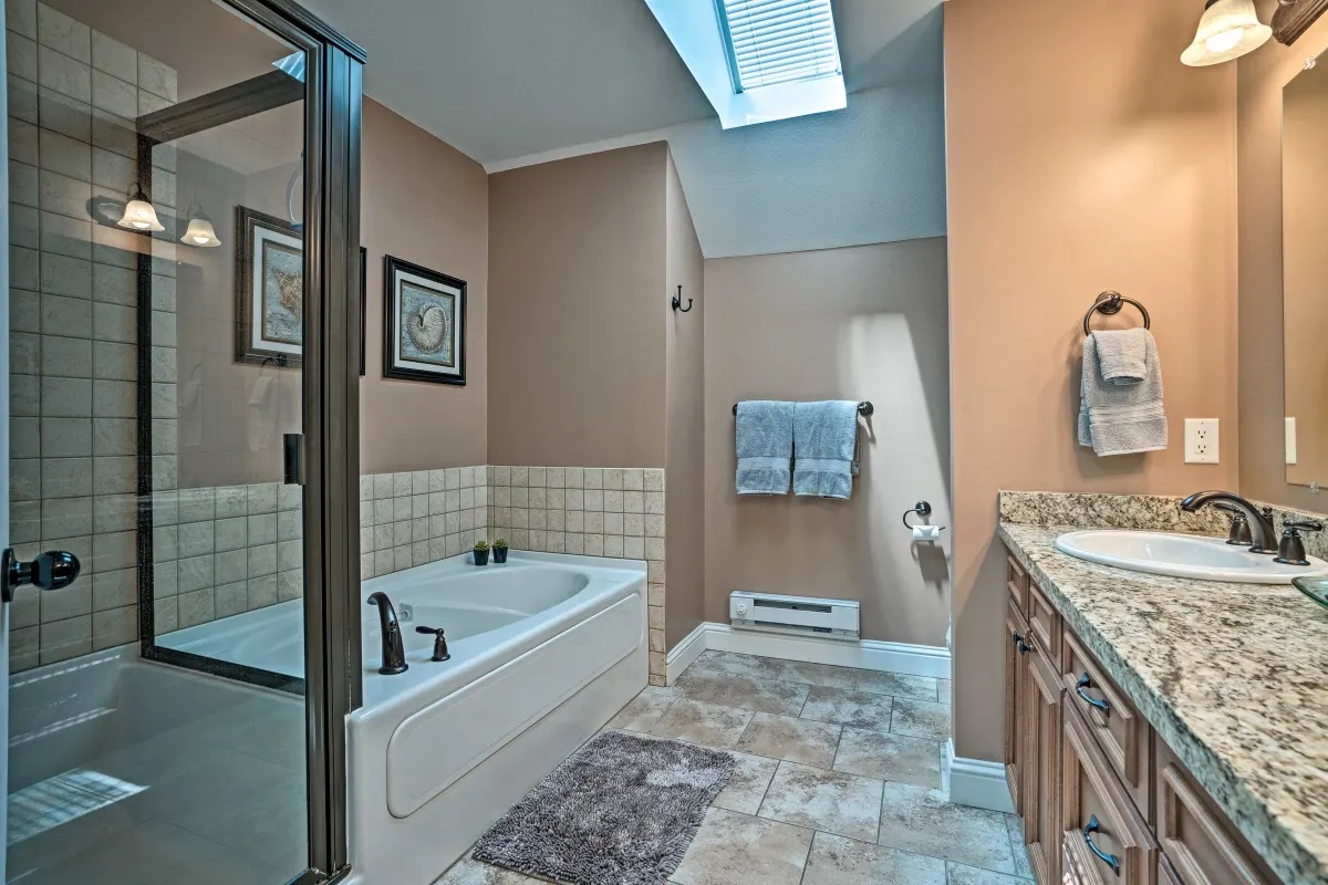Primary bath soaking tub